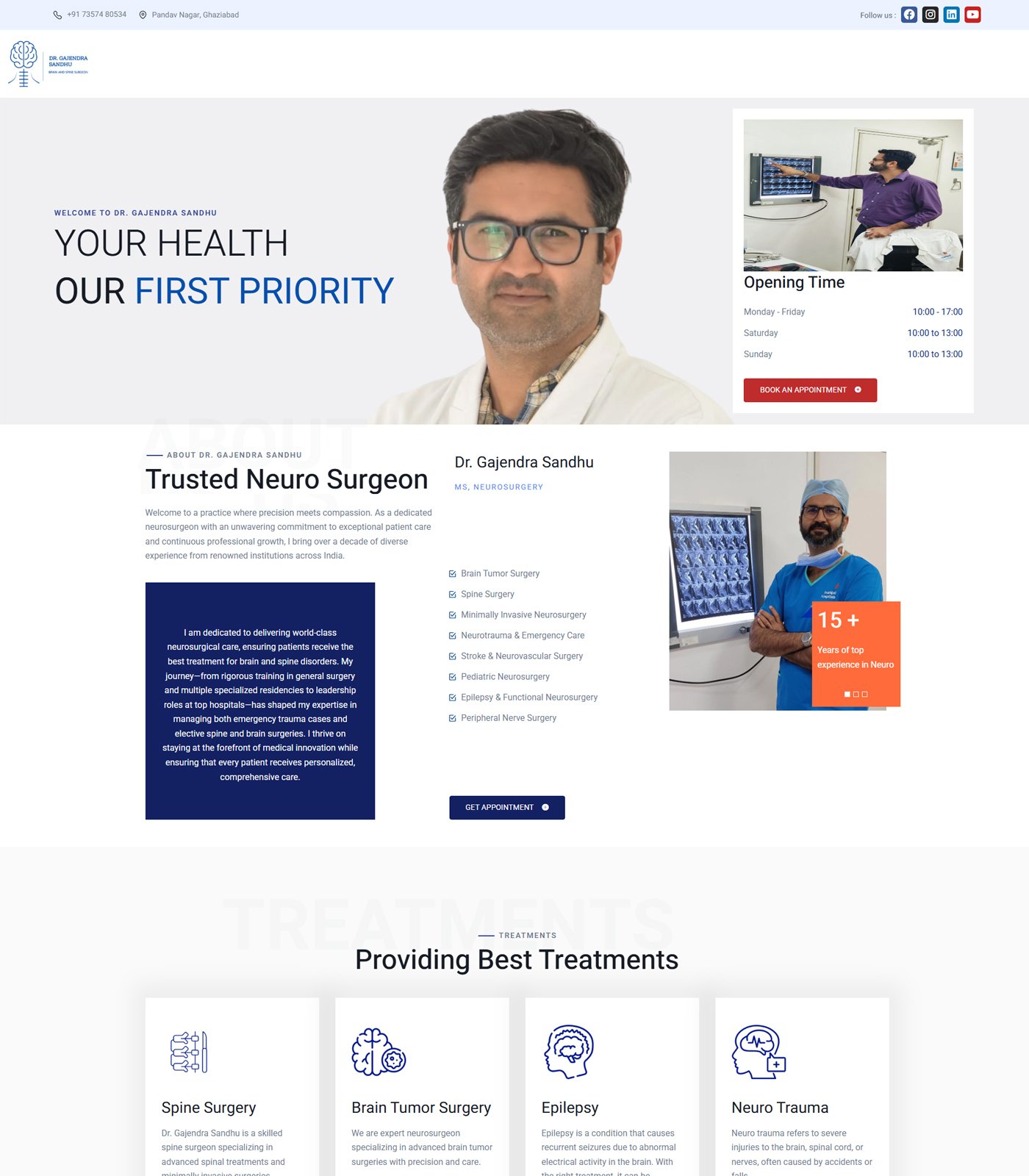 Dr. Gajendra Singh Sandhu — medical website built by DoubleSure